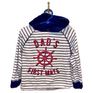 Gymboree Crazy 8 “Daddy's First Mate” Navy Striped Hooded Pullover Toddler Sz. 4